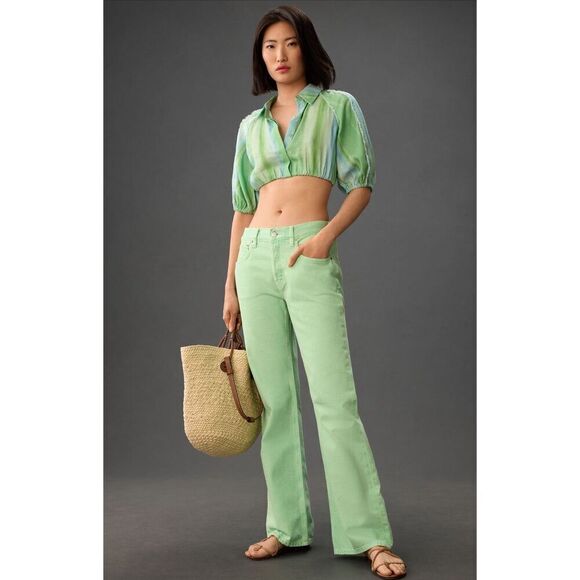 Ética Amis Relaxed Boot Cut Jeans in Dusty Aqua Size 28 - Picture 3 of 13